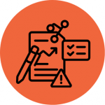Icon in an orange circle depicting data items