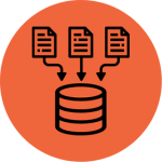 Data icon in an orange circle