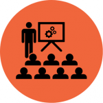 Training icon in an orange circle