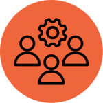 Training icon in an orange circle