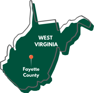 West Virginia with Fayette County pinpointed on the map